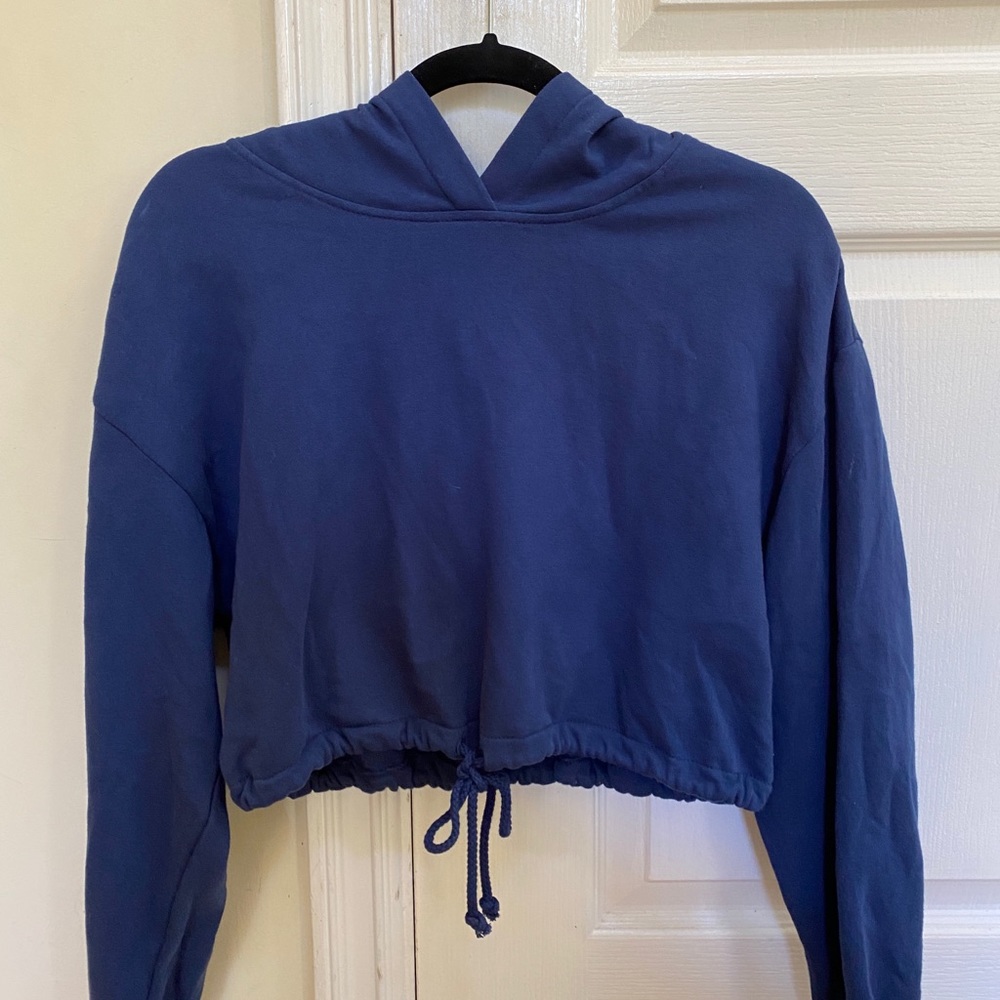 PacSun L.A HEARTS blue tie scrunch cropped hoodie